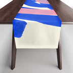 Tribal Pink Blue Fun Colorful Mid Century Modern Abstract Painting Shapes Pattern Table Runner Gallery Image 1