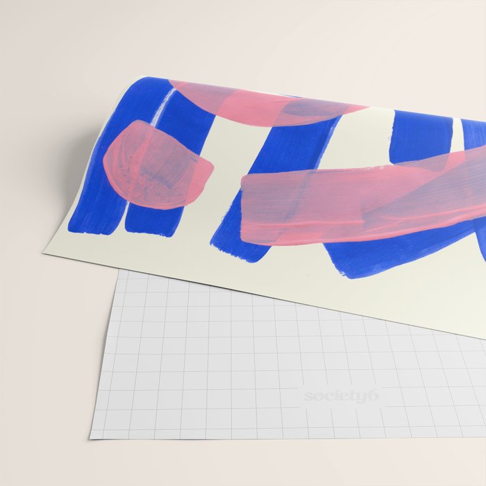 Tribal Pink Blue Fun Colorful Mid Century Modern Abstract Painting Shapes Pattern Wrapping Paper Gallery Image 2