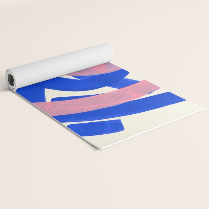 Tribal Pink Blue Fun Colorful Mid Century Modern Abstract Painting Shapes Pattern Yoga Mat Gallery Image 2