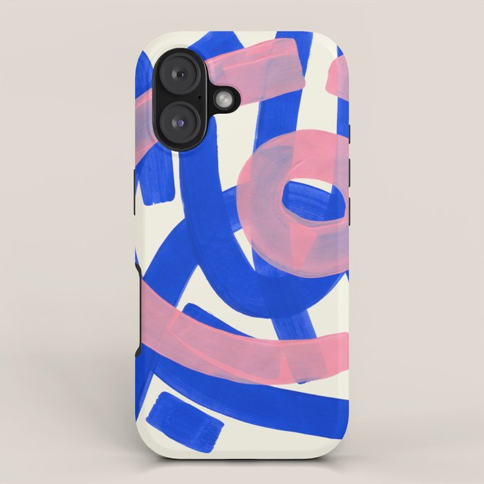 Tribal Pink Blue Fun Colorful Mid Century Modern Abstract Painting Shapes Pattern iPhone Case Gallery Image 1