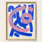 Tribal Pink Blue Fun Colorful Mid Century Modern Abstract Painting Shapes Pattern Serving Tray Gallery Image 1