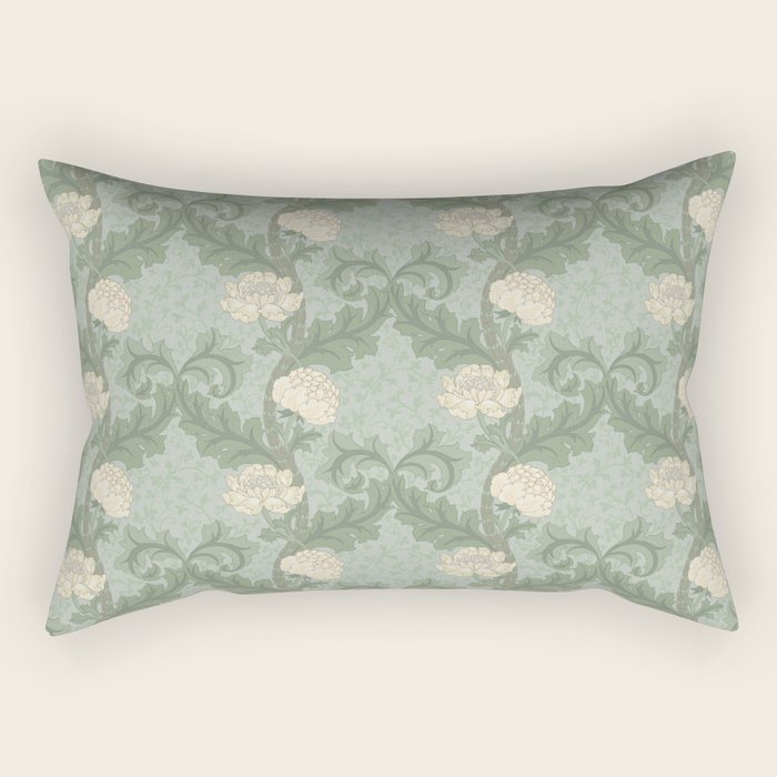 Vintage Floral Arts and Crafts Style Rectangular Pillow Gallery Image 1