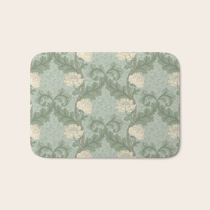 Vintage Floral Arts and Crafts Style Bath Mat Gallery Image 1