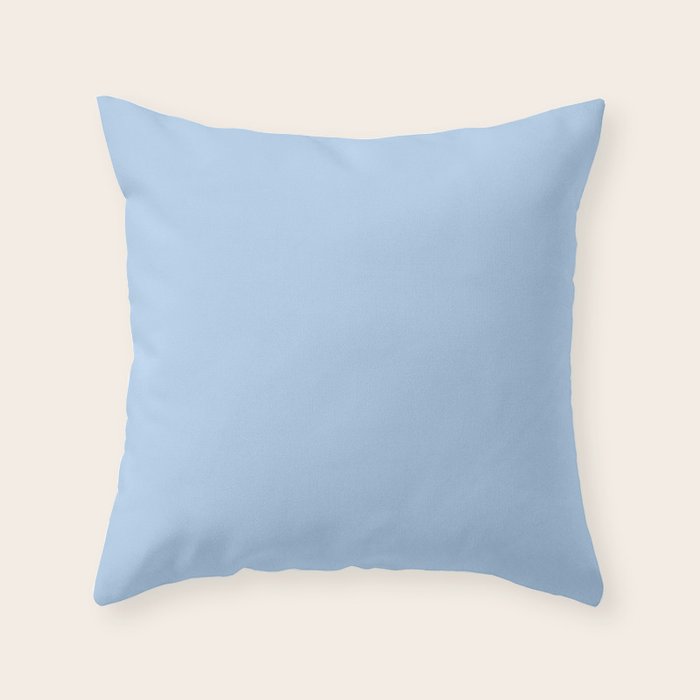 Baby Blue Solid Soft Pastel Color Throw Pillow Gallery Image 1