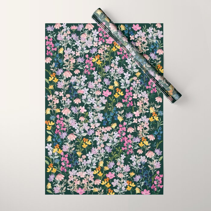 Wildflower Field on Pine Grove - Pink, Orange, Blue, & Purple Wrapping Paper Gallery Image 1