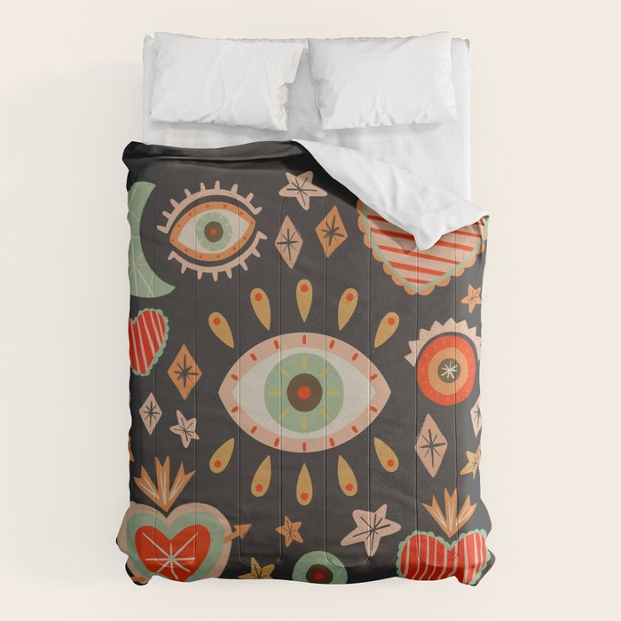 Sacred heart symbols & stars | Fall colors Comforter Gallery Image 1