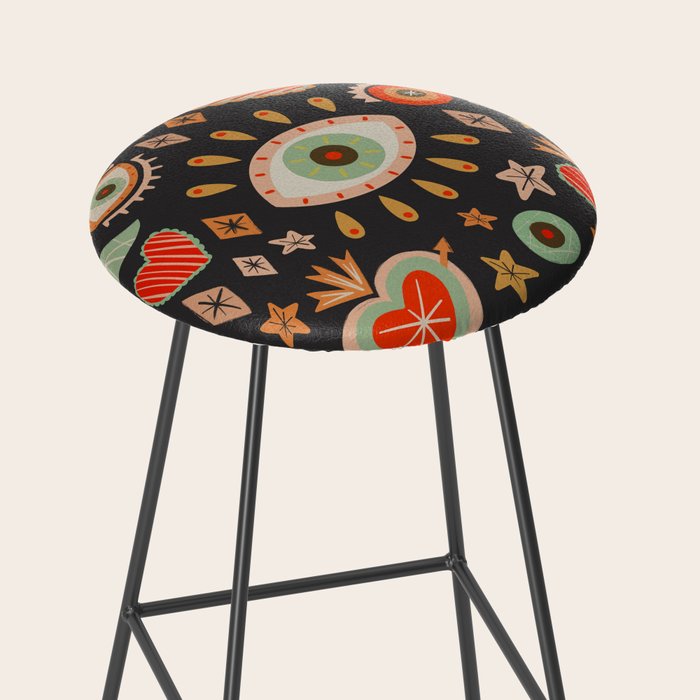 Sacred heart symbols & stars | Fall colors Stool Gallery Image 2