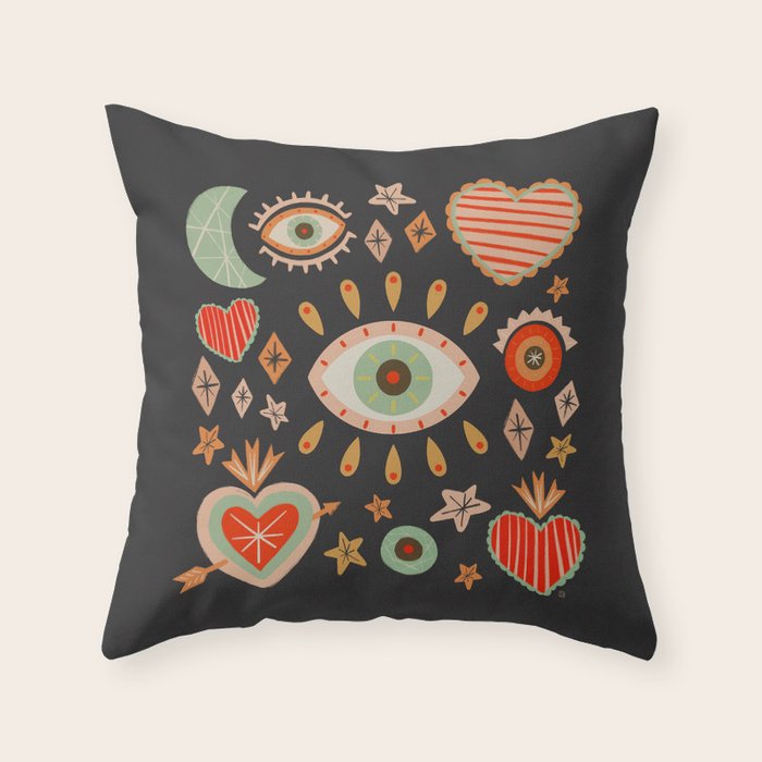 Sacred heart symbols & stars | Fall colors Throw Pillow Gallery Image 6