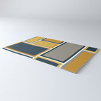 Modular Midcentury Modern Geometric Pattern in Navy Blue, Mustard, Grey, and White Rug Gallery Image 3