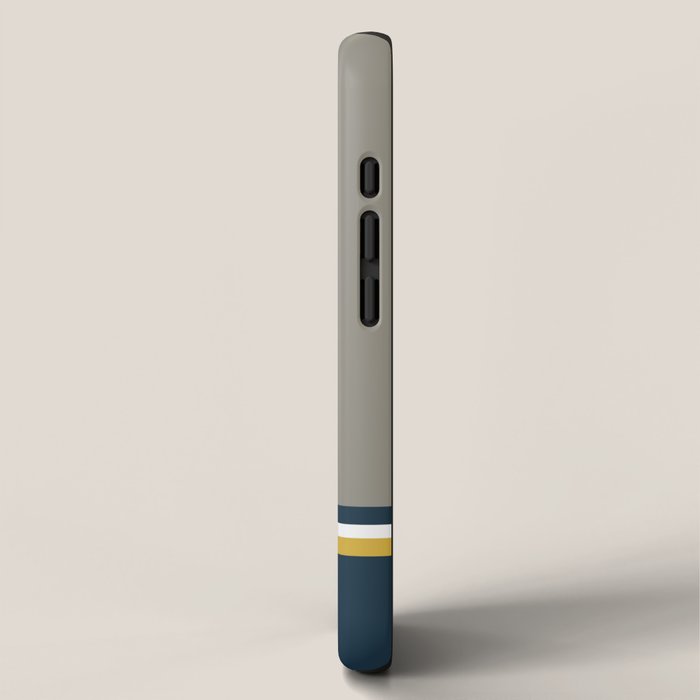 Modular Midcentury Modern Geometric Pattern in Navy Blue, Mustard, Grey, and White iPhone Case Gallery Image 2