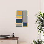 Modular Midcentury Modern Geometric Pattern in Navy Blue, Mustard, Grey, and White Poster Gallery Image 2