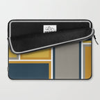 Modular Midcentury Modern Geometric Pattern in Navy Blue, Mustard, Grey, and White Laptop Sleeve Gallery Image 2