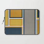 Modular Midcentury Modern Geometric Pattern in Navy Blue, Mustard, Grey, and White Laptop Sleeve Gallery Image 1