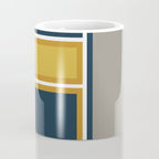 Modular Midcentury Modern Geometric Pattern in Navy Blue, Mustard, Grey, and White Coffee Mug Gallery Image 4