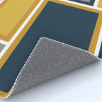 Modular Midcentury Modern Geometric Pattern in Navy Blue, Mustard, Grey, and White Rug Gallery Image 4