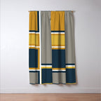 Modular Midcentury Modern Geometric Pattern in Navy Blue, Mustard, Grey, and White Window Curtain Gallery Image 3