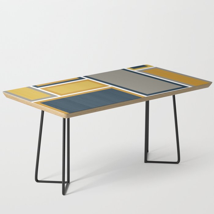 Modular Midcentury Modern Geometric Pattern in Navy Blue, Mustard, Grey, and White Coffee Table Gallery Image 1