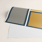 Modular Midcentury Modern Geometric Pattern in Navy Blue, Mustard, Grey, and White Wrapping Paper Gallery Image 2