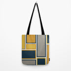 Modular Midcentury Modern Geometric Pattern in Navy Blue, Mustard, Grey, and White Tote Bag Gallery Image 2