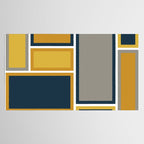 Modular Midcentury Modern Geometric Pattern in Navy Blue, Mustard, Grey, and White Tablecloth Gallery Image 2