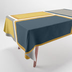 Modular Midcentury Modern Geometric Pattern in Navy Blue, Mustard, Grey, and White Tablecloth Gallery Image 1