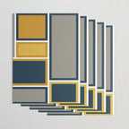Modular Midcentury Modern Geometric Pattern in Navy Blue, Mustard, Grey, and White Wrapping Paper Gallery Image 3