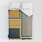 Modular Midcentury Modern Geometric Pattern in Navy Blue, Mustard, Grey, and White Duvet Cover Gallery Image 6
