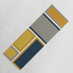 Modular Midcentury Modern Geometric Pattern in Navy Blue, Mustard, Grey, and White Yoga Mat Gallery Image 1