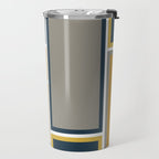 Modular Midcentury Modern Geometric Pattern in Navy Blue, Mustard, Grey, and White Travel Mug Gallery Image 2