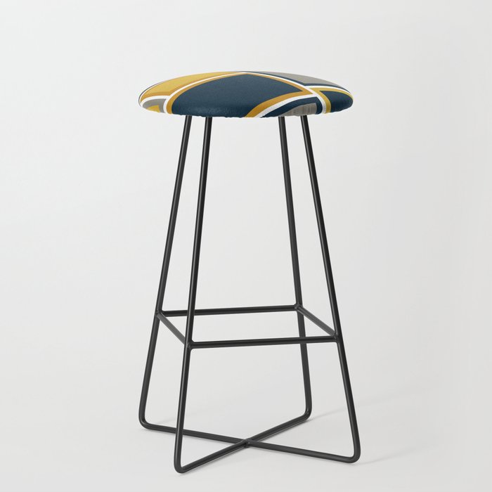 Modular Midcentury Modern Geometric Pattern in Navy Blue, Mustard, Grey, and White Stool Gallery Image 1
