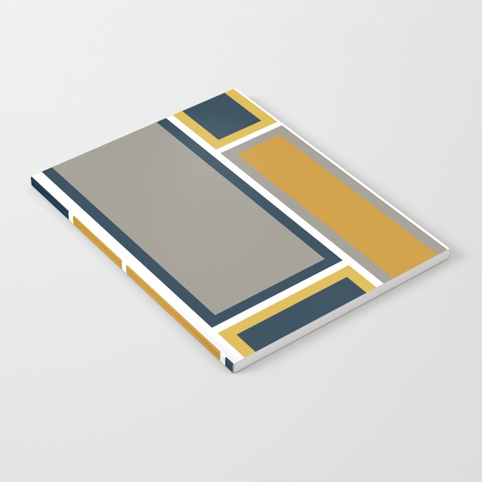 Modular Midcentury Modern Geometric Pattern in Navy Blue, Mustard, Grey, and White Notebook Gallery Image 1