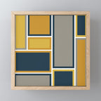 Modular Midcentury Modern Geometric Pattern in Navy Blue, Mustard, Grey, and White Mini Art Print Gallery Image 1