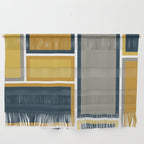 Modular Midcentury Modern Geometric Pattern in Navy Blue, Mustard, Grey, and White Wall Hanging Gallery Image 1