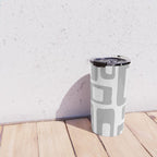 Retro Mid Century Modern Abstract Pattern 336 Gray Travel Mug Gallery Image 4