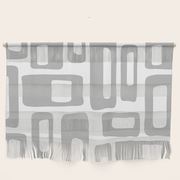 Retro Mid Century Modern Abstract Pattern 336 Gray Wall Hanging Gallery Image 1