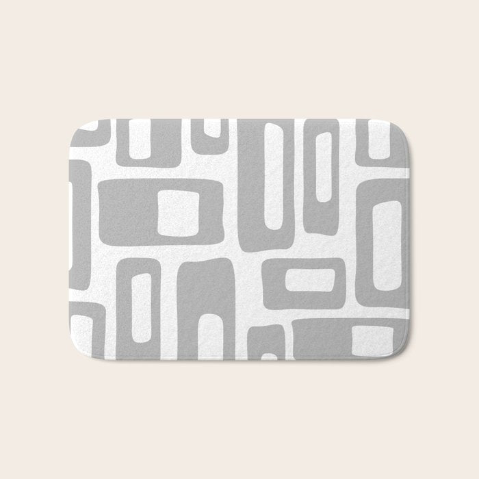 Retro Mid Century Modern Abstract Pattern 336 Gray Bath Mat Gallery Image 1