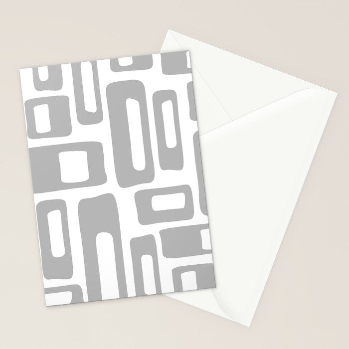 Retro Mid Century Modern Abstract Pattern 336 Gray Stationery Card Gallery Image 2