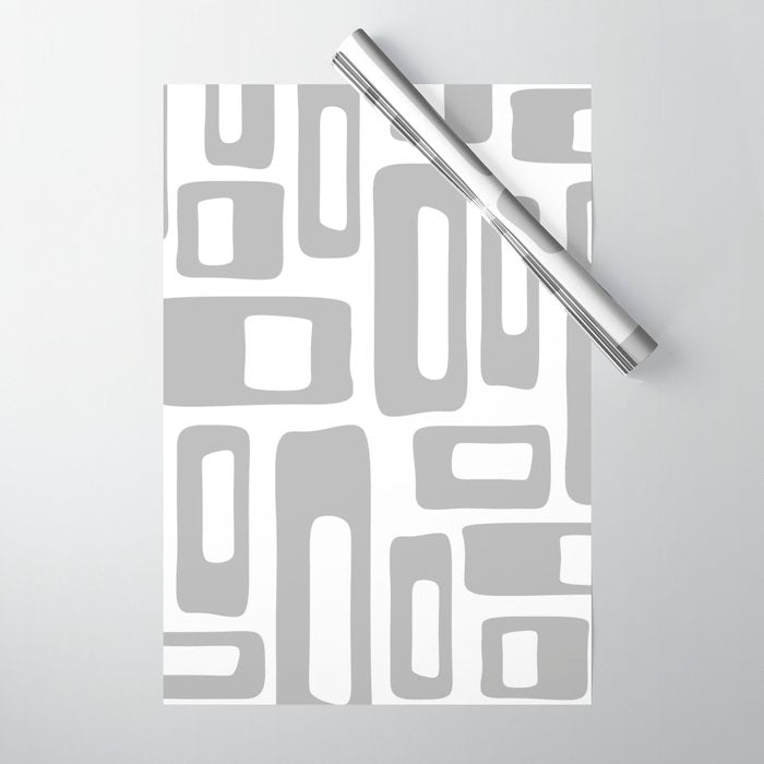 Retro Mid Century Modern Abstract Pattern 336 Gray Wrapping Paper Gallery Image 1