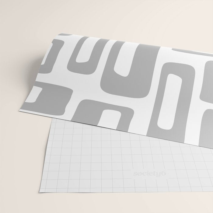 Retro Mid Century Modern Abstract Pattern 336 Gray Wrapping Paper Gallery Image 2