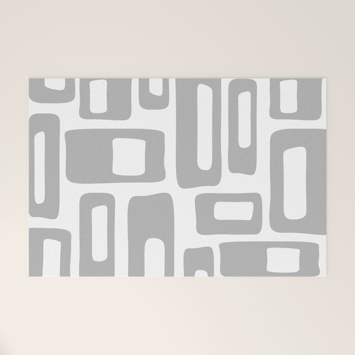 Retro Mid Century Modern Abstract Pattern 336 Gray Welcome Mat Gallery Image 1