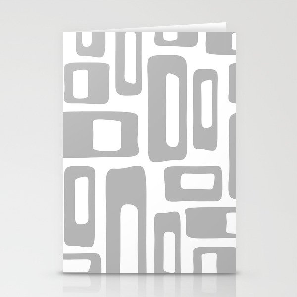 Retro Mid Century Modern Abstract Pattern 336 Gray Stationery Card Gallery Image 1