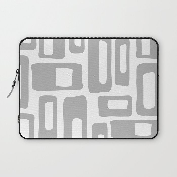 Retro Mid Century Modern Abstract Pattern 336 Gray Laptop Sleeve Gallery Image 1