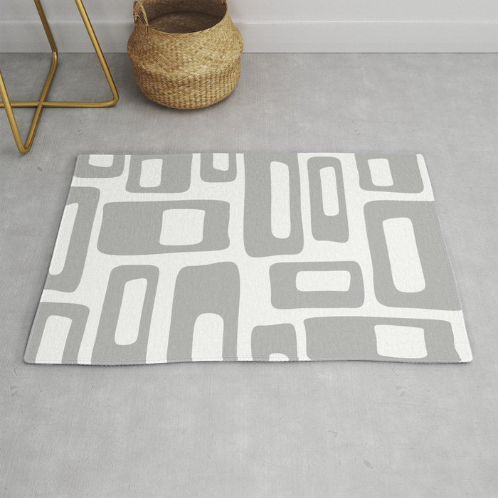 Retro Mid Century Modern Abstract Pattern 336 Gray Rug Gallery Image 1