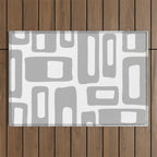 Retro Mid Century Modern Abstract Pattern 336 Gray Outdoor Rug Gallery Image 1
