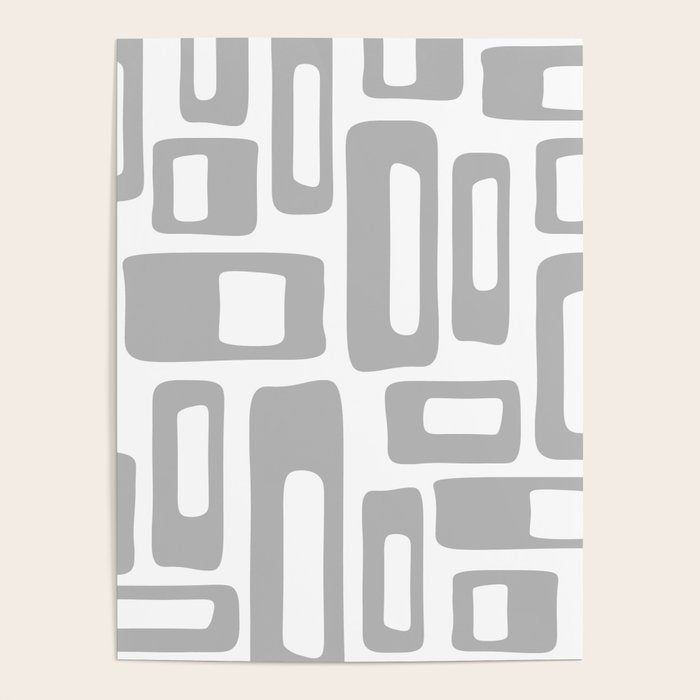 Retro Mid Century Modern Abstract Pattern 336 Gray Poster Gallery Image 4