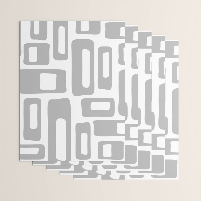 Retro Mid Century Modern Abstract Pattern 336 Gray Wrapping Paper Gallery Image 3