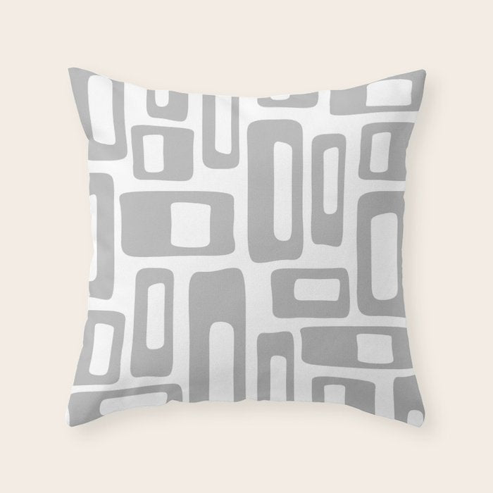 Retro Mid Century Modern Abstract Pattern 336 Gray Throw Pillow Gallery Image 6