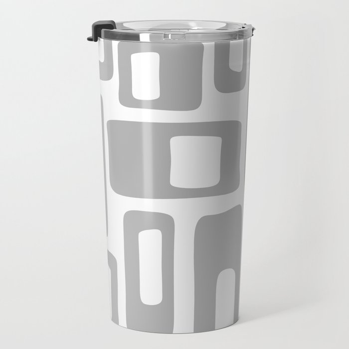 Retro Mid Century Modern Abstract Pattern 336 Gray Travel Mug Gallery Image 3