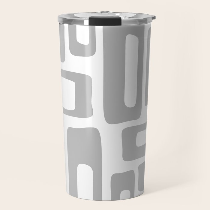Retro Mid Century Modern Abstract Pattern 336 Gray Travel Mug Gallery Image 1