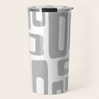 Retro Mid Century Modern Abstract Pattern 336 Gray Travel Mug Gallery Image 1